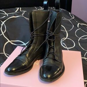 Black Leather “combat” Boots